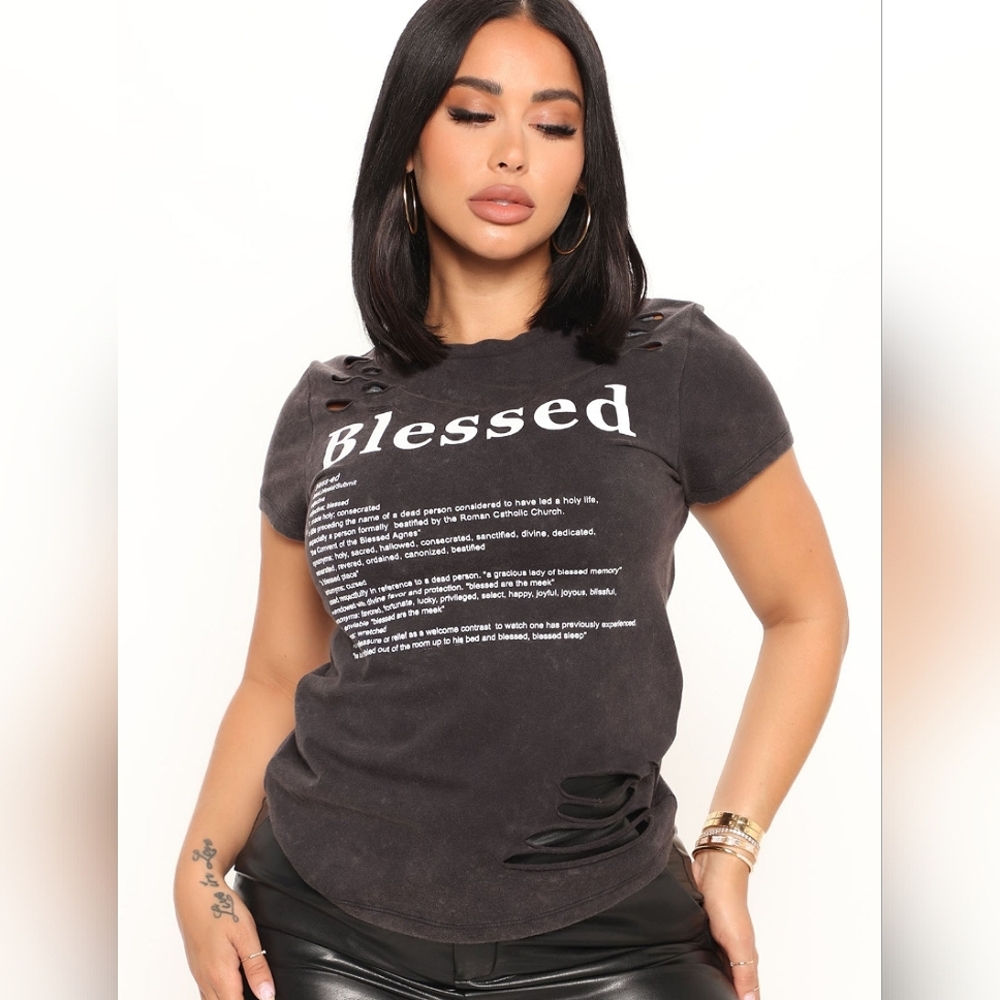 Black Distressed "Blessed" Shirt